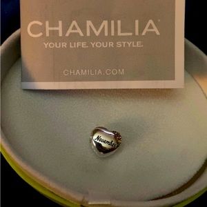 Chamilia Sterling Silver Heart Charm - November Inscription and Citrine Crystals